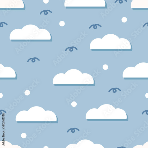 Cute doodle line cloud pattern