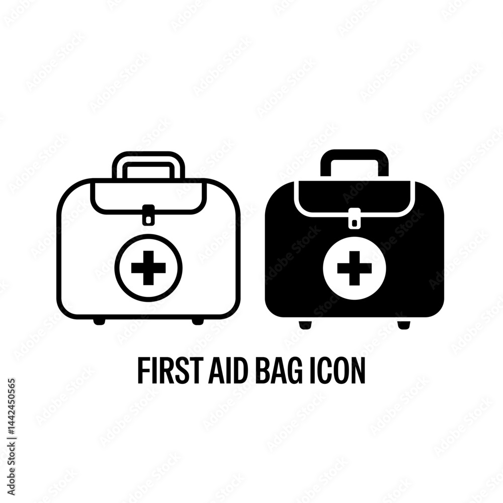 First Aid Line Style Vector Icon Black with White Background Flat Design Illustration First Aid Line Style Vector Icon Black with White Background Flat Design Illustration