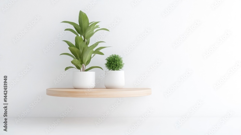 Simple, modern floating shelf with potted plants Simple, modern floating shelf with potted plants