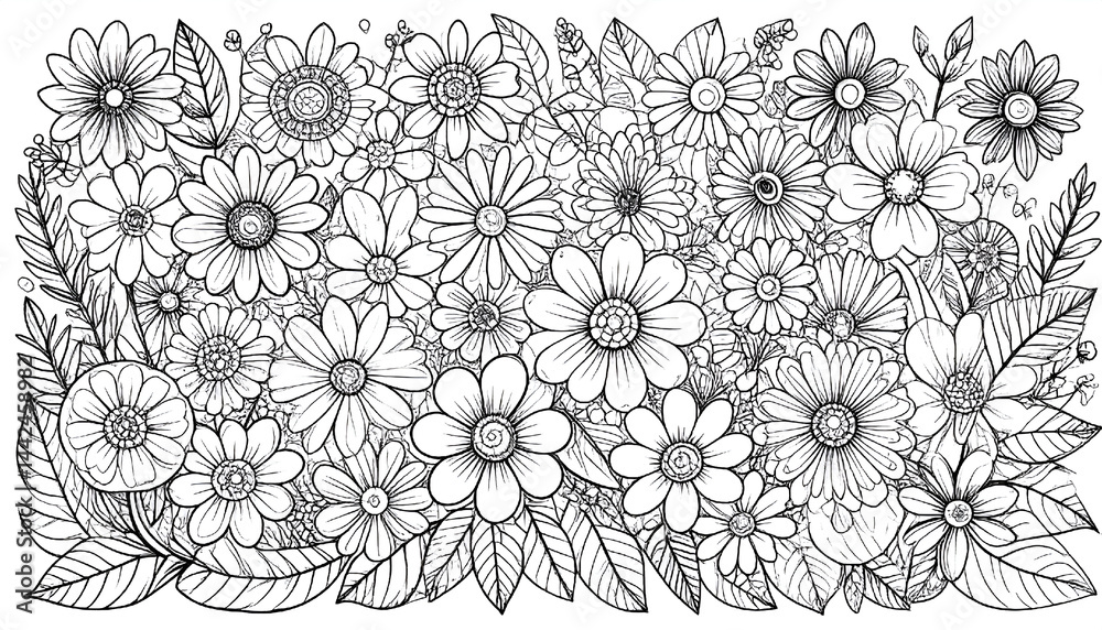 Fototapeta premium Black and white bird Coloring Page Art Design, Illustration