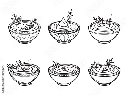hummus line art vector minimalistic drawing food illustration 