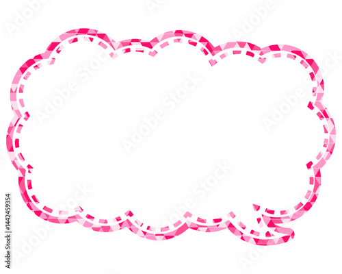 ステンドグラス風吹き出し　三角形模様　細長い雲形