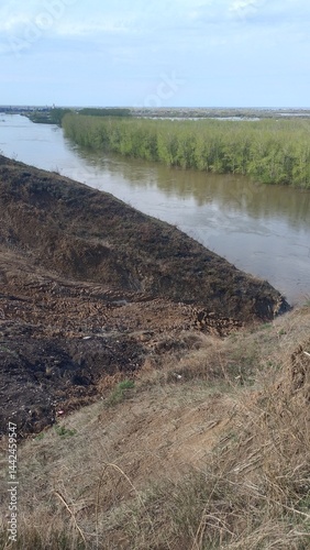 the Ishim River in the city of Petropavlovsk, North Kazakhstan region photo
