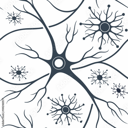 Seamless vector pattern of neural networks in dark colors  