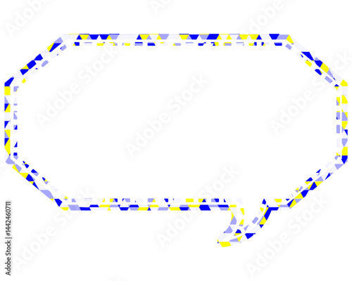 ステンドグラス風吹き出し　三角形模様　細長い八角形