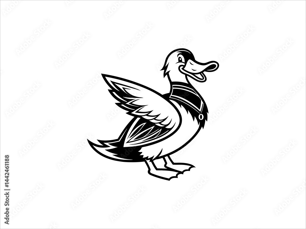 Fototapeta premium Simple, stylized logo of three ducks logo in various colors.