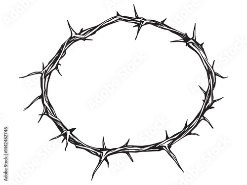 intricate line art of crown of thorns design 