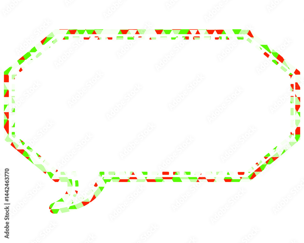 Fototapeta premium ステンドグラス風吹き出し 三角形模様 細長い八角形