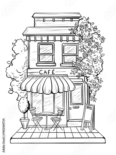 Cuadro en lienzo Cartoon image of coffe shop
