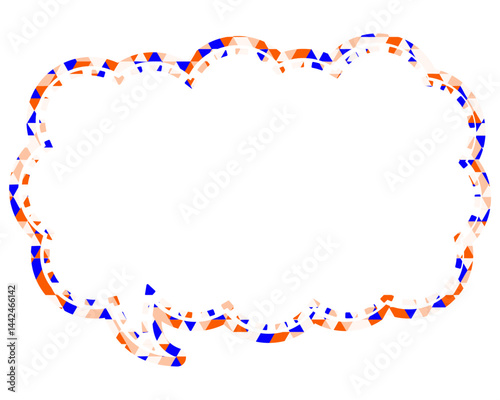 ステンドグラス風吹き出し　三角形模様　細長い雲形