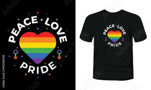 Peace love pride typography t-shirt