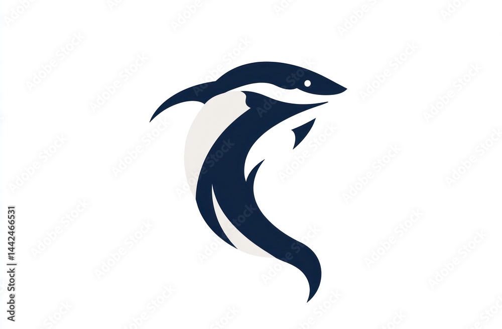 Naklejka premium Shark leaping, abstract design, graphic illustration