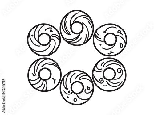 Koeksister line art vector illustration for dessert lovers 