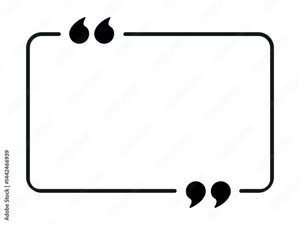 Minimalist Quote Frame Vector or Blank Text Box with Quotation Marks