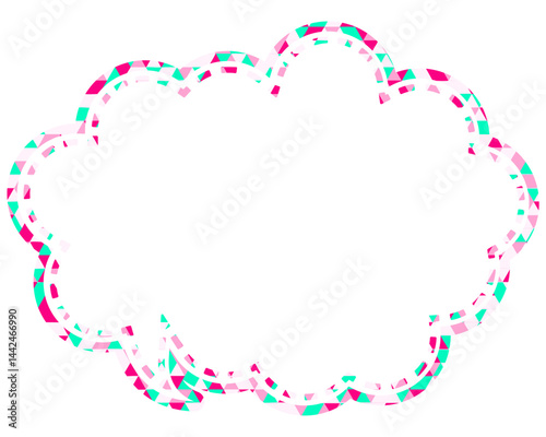 ステンドグラス風吹き出し　三角形模様　丸みのある雲形