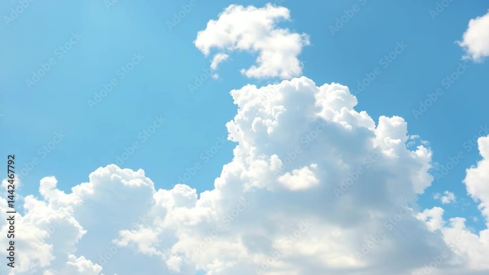 Passing Clouds Fly in the Light Blue Sky Loop 3D rendering Soft clouds fly in the blue sky background seamless loop 4K