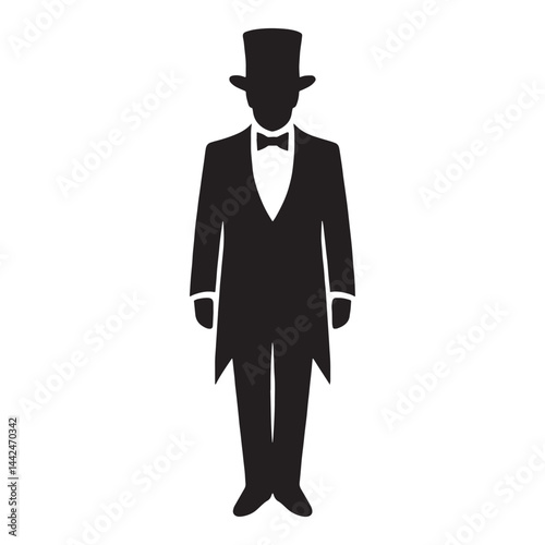 Vintage Top Hat silhouette, perfect for historical fashion – Top Hat illustration – Minimalist Top Hat vector – Men's dress silhouette

