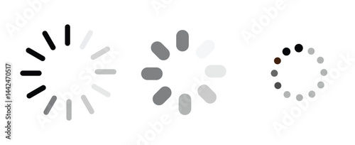 Loading bar icons. Set of Loading progress bar. featuring various load bars and circular indicators on white background
