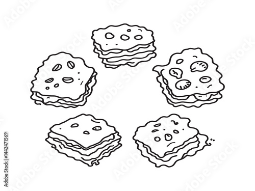 lasagna italian traditional food line art design vector
