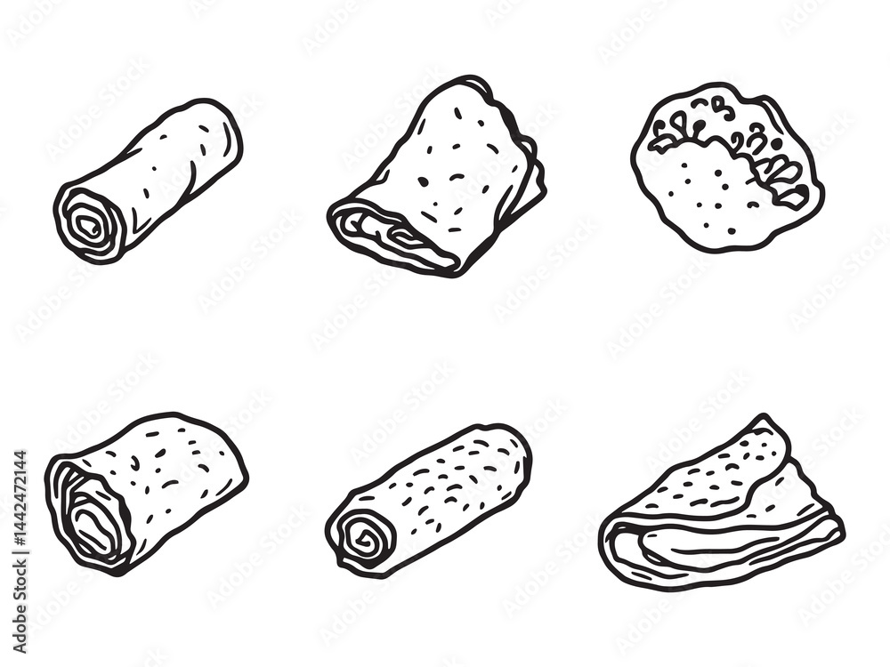 Lavash Bread Hand Drawn Line Art Vector Design Lavash Bread Hand Drawn Line Art Vector Design