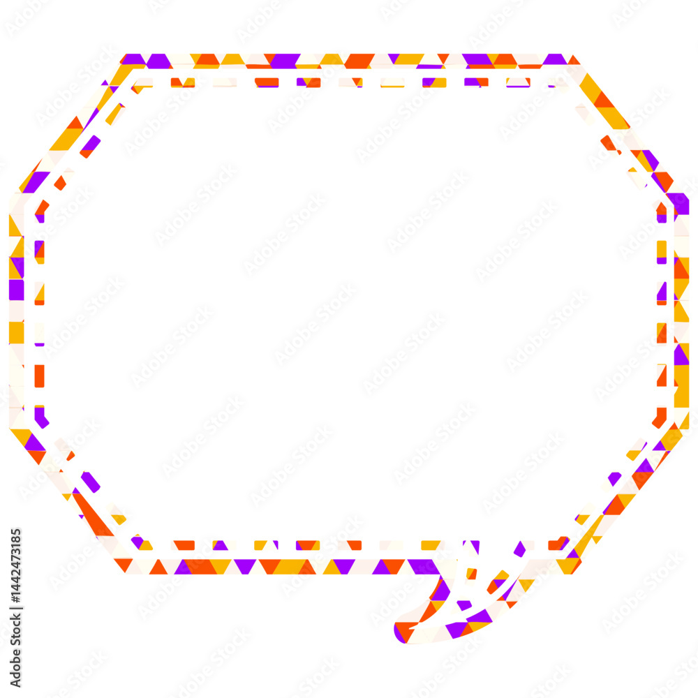 Fototapeta premium ステンドグラス風吹き出し 三角形模様 角のある八角形