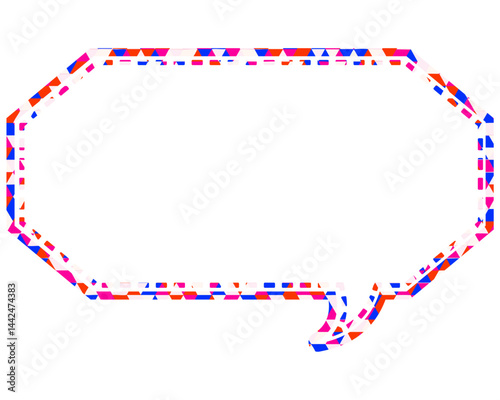 ステンドグラス風吹き出し　三角形模様　細長い八角形