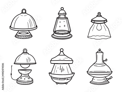 Line Art Illustration of Brooder Lamp for Poultry Care