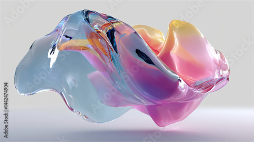 A modern digital artwork showcasing futuristic soft liquid form in pastel colors, ideal for creative, commercial, or editorial purposes.