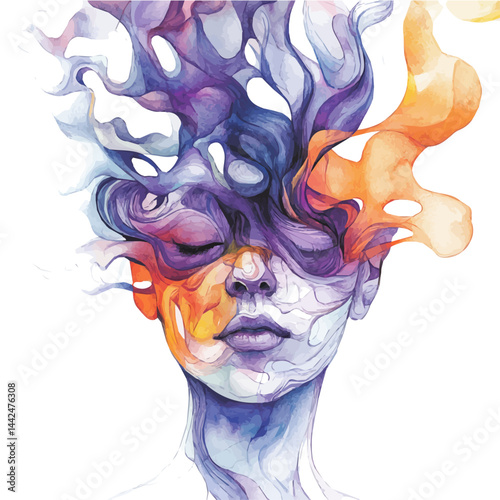 digital surrealism, watercolor drawing, isolated on a white background. digital surrealism vector.
