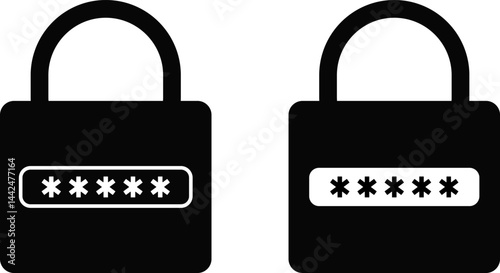 locked icon set. Locked icon with star. Password protected. padlock sign. Security shield symbols