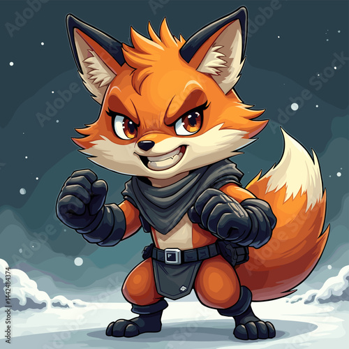 Ninja Fox Cartoon Vector Art