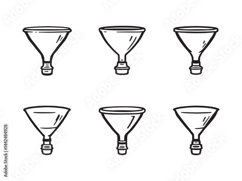 Minimalist Funnel Icon in Clean Line Drawing Style