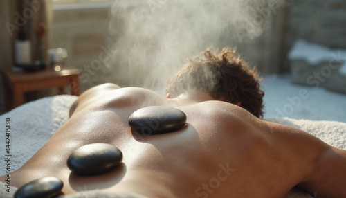 young man relaxing in spa