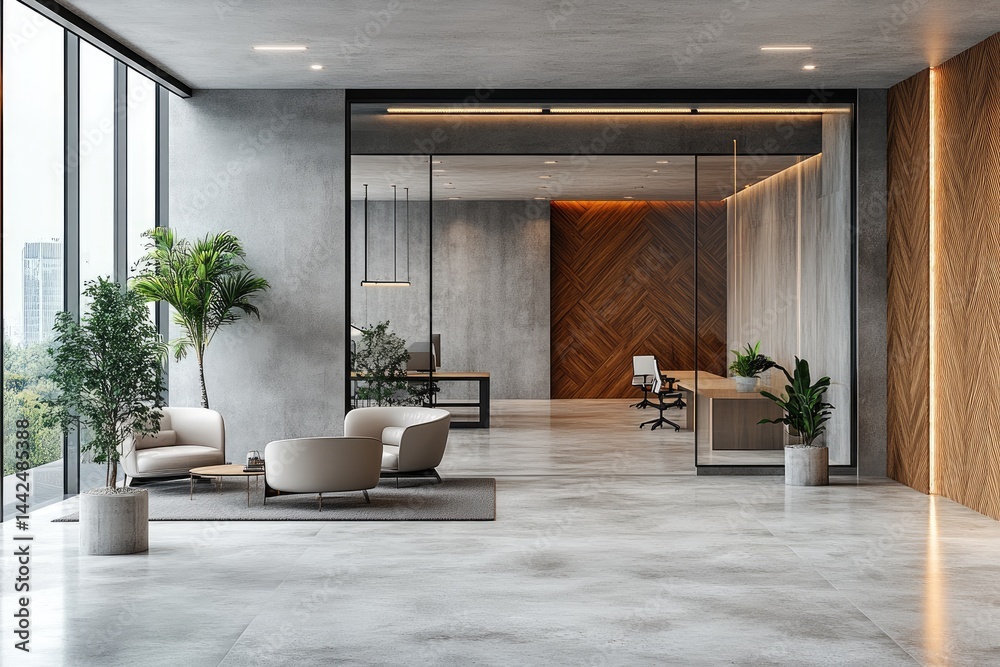 Fototapeta premium Modern office interior design with contemporary elements.