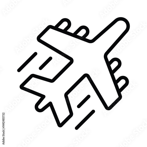 A well designed line style icon showing flying plane