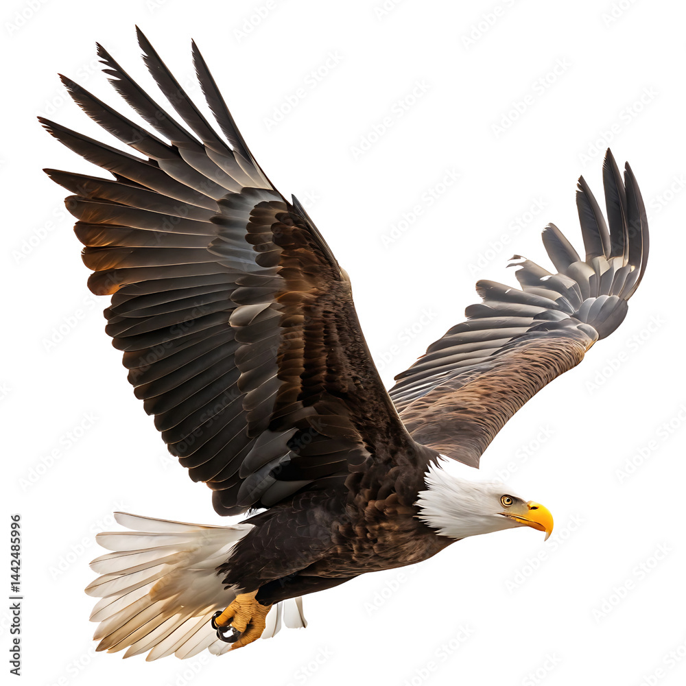 Obraz premium Majestic Bald Eagle in Flight isolated on transparent background