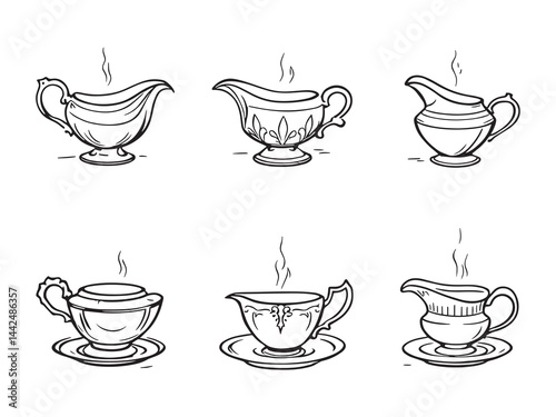 Minimalist Gravy Boat Illustration for Culinary Use
