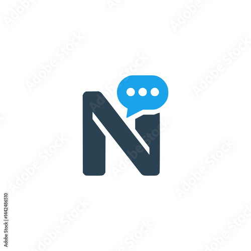 letter N chat message app logo vector illustration template design