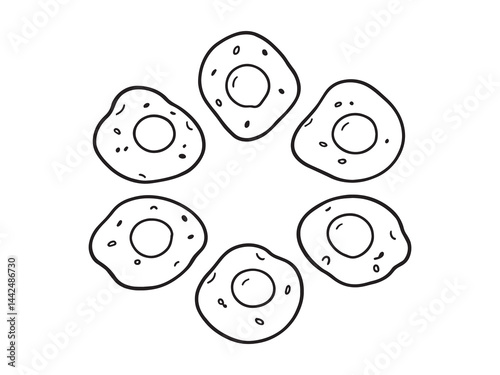 Minimalist hand drawn coddled eggs cooking recipe concept