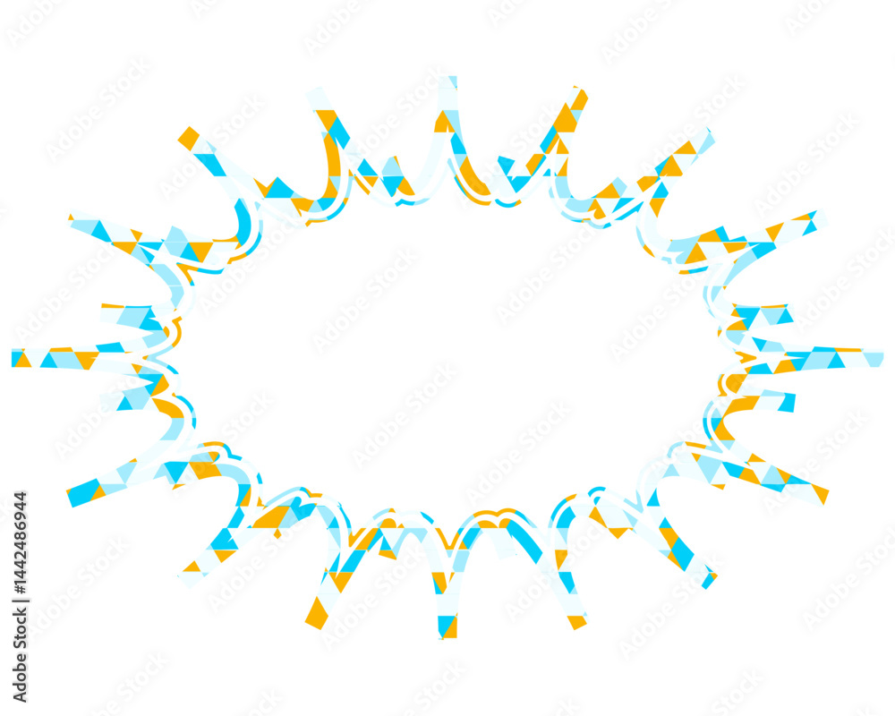 Fototapeta premium ステンドグラス風吹き出し 三角形模様 細長いギザギザした形