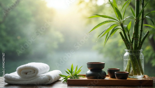 spa still life with bamboo
