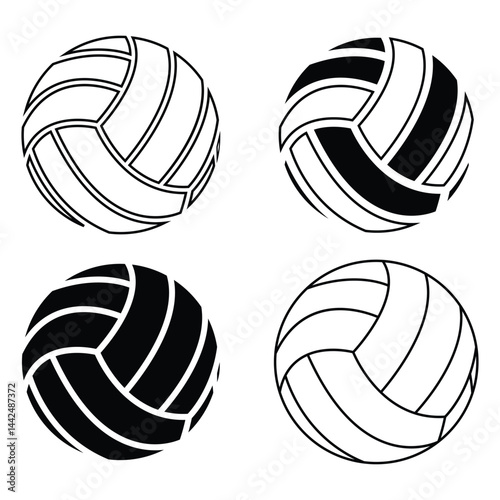  classic volleyball set vector outline