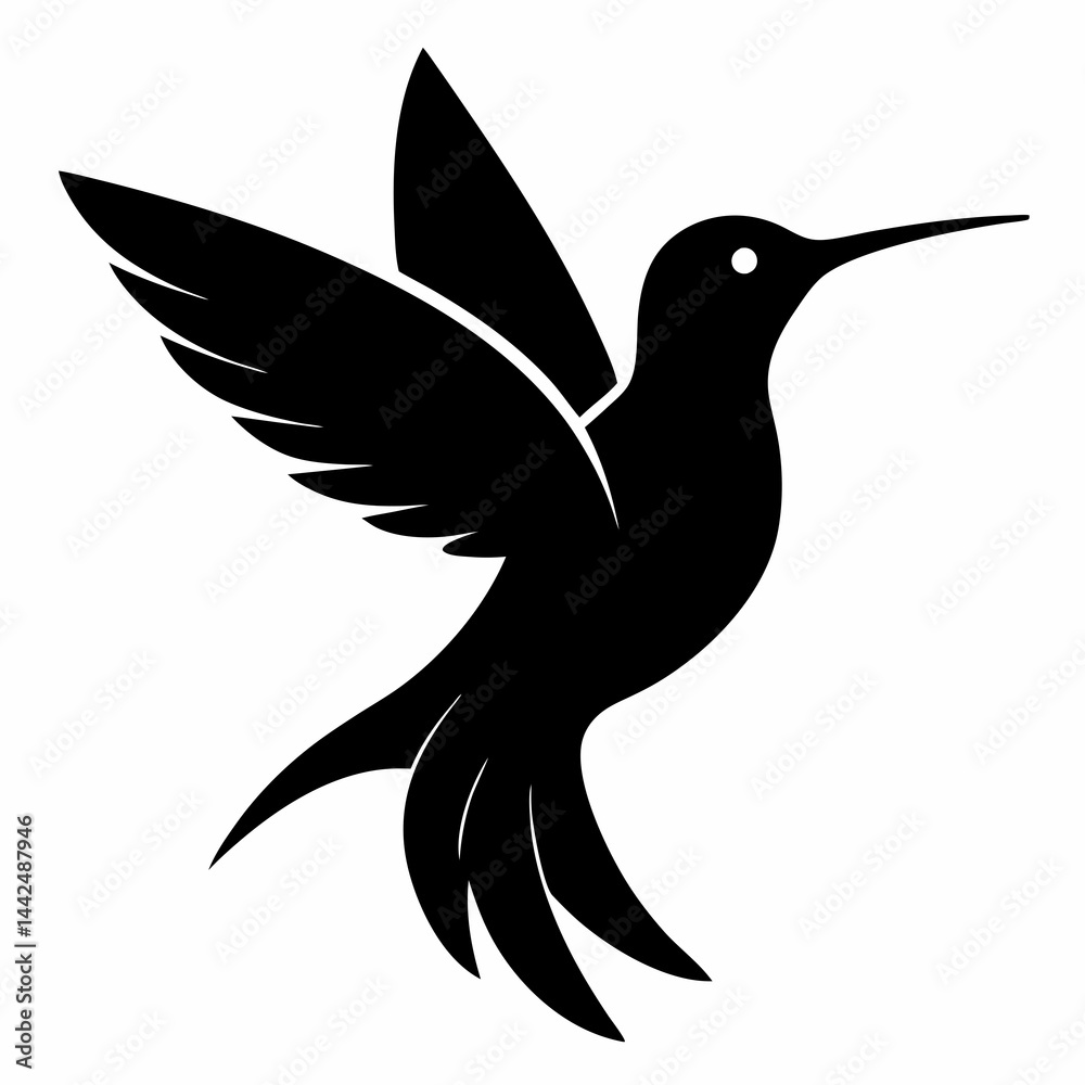 Obraz premium Clean Hummingbird Silhouette Illustration