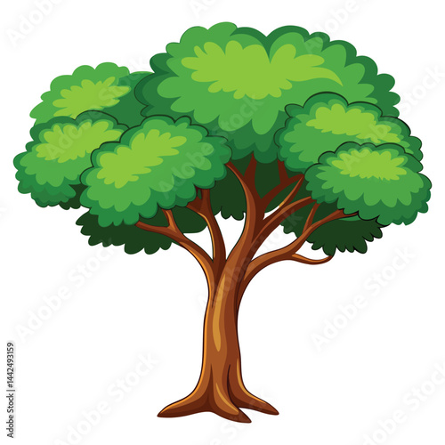 Realistic Tree Vector Illustration With Green Leaf