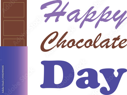 Happy Chocolate Day greeting card design with pink heart symbol and coffee art illustration