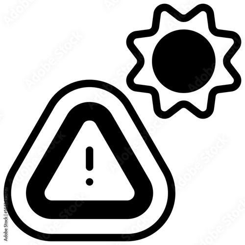 Overheating warning. Outlined stroke vector icon with black-filled details.