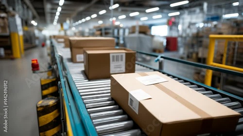 Streamlined conveyor system optimizing warehouse shipping processes.