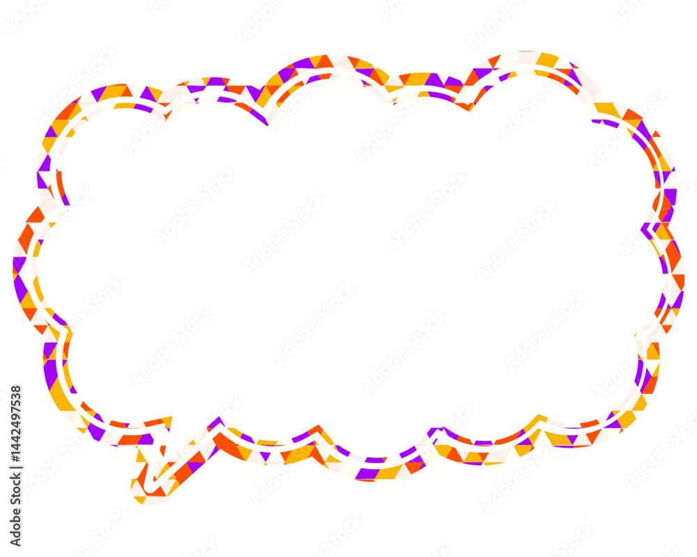 Fototapeta premium ステンドグラス風吹き出し 三角形模様 細長い雲形