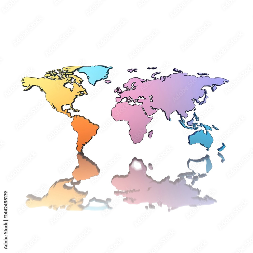 Obraz premium Abstract world map colorful design global illustration continents landmasses