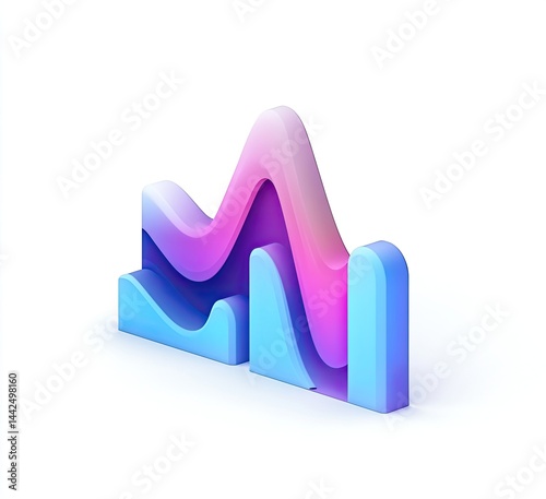 Vibrant data visualization graphic.  Dynamic 3D chart with gradient colors